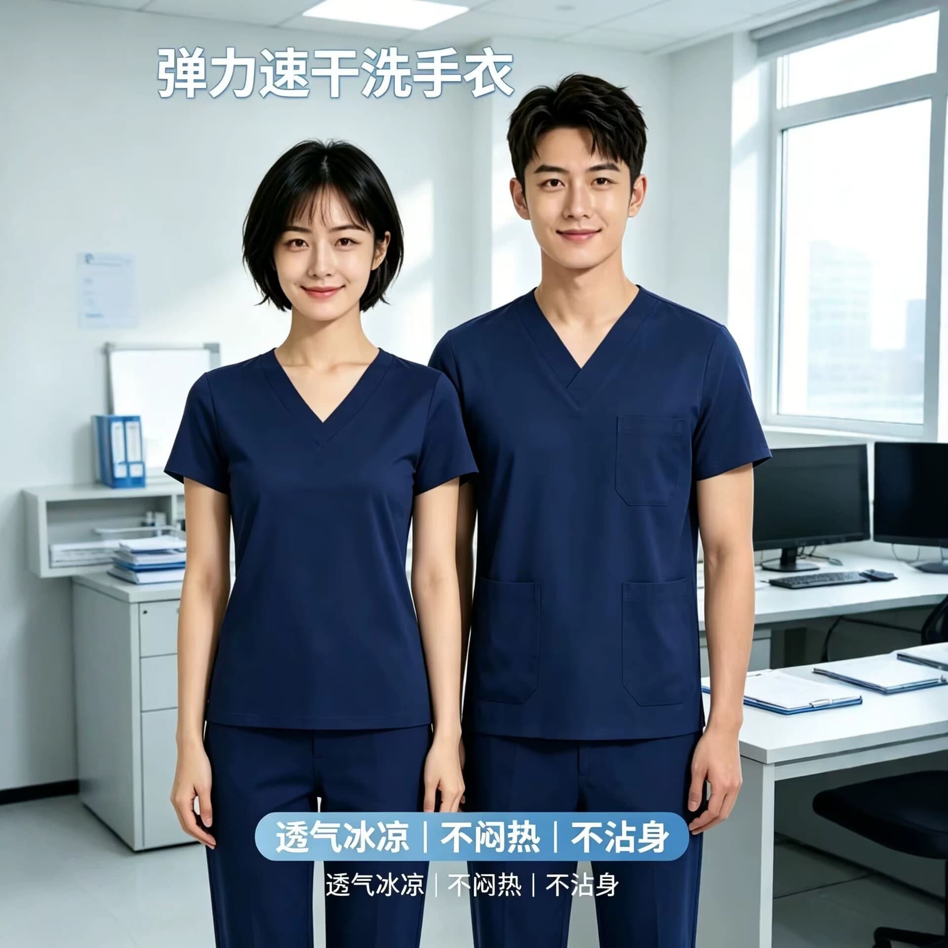 Hospital Scrub Suits for Female Doctors, Dental Surgery Uniforms, Scrub Suits, Medical Beauty Summer Short-Sleeve Surgical Gowns