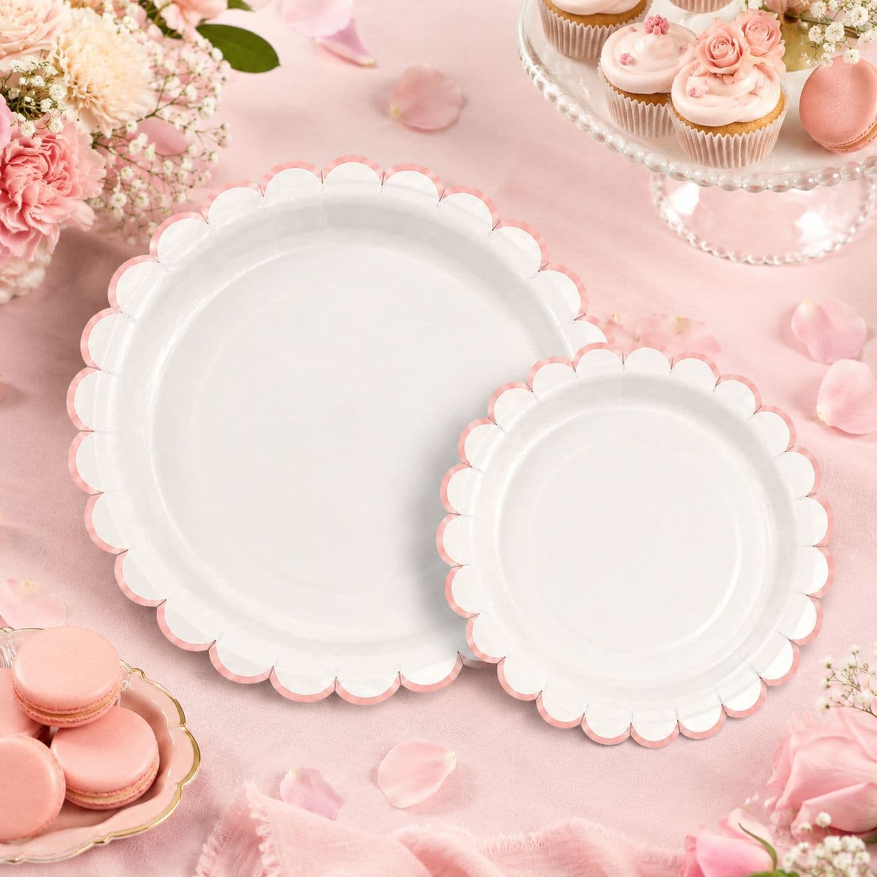 Disposable Lace Paper Plates for Kids Birthday Party Cake Dessert Plates 7 Inch 9 Inch Round Biodegradable