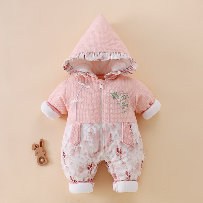 Chinese Style Thickened Winter Baby Going Out Suit Cotton Padded Romper for Boys and Girls