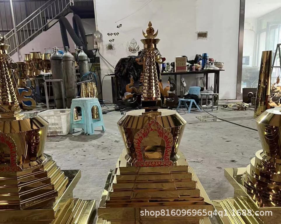 Chengdu stainless steel prayer wheel, stainless steel pagoda, pagoda, prayer wheel processing and production hand crank