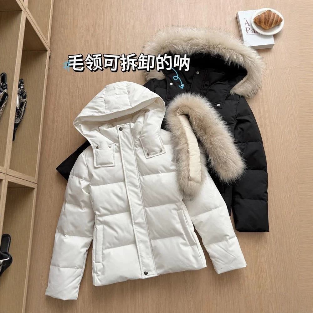 Super good-looking Korean style waist-slimming cotton-padded jacket for women in winter slim-fitting large fur collar cotton-padded jacket for small people thickened cotton-padded jacket