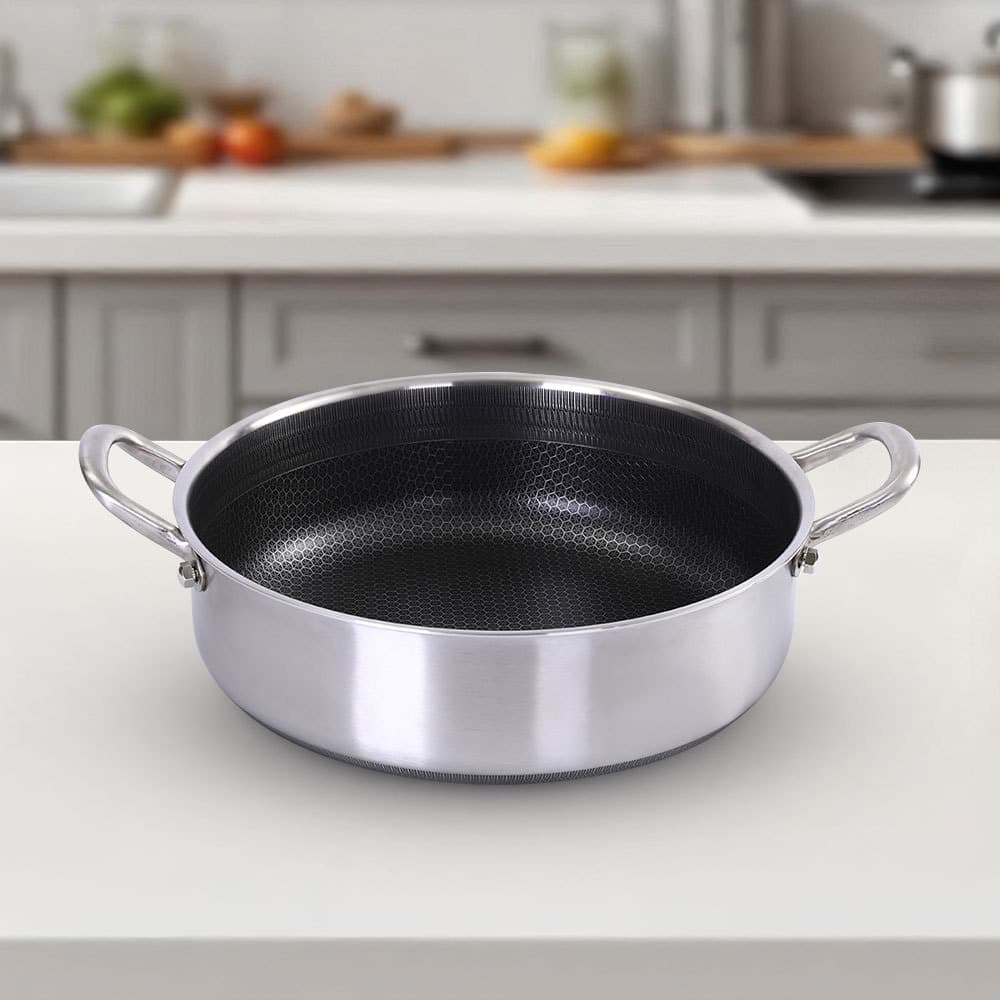 316 Stainless Steel Cookware, Large Capacity Honeycomb Soup Pot, Compatible with Gas and Induction Cooker, Double-Ear Noodle Cooking Flat Bottom Pot