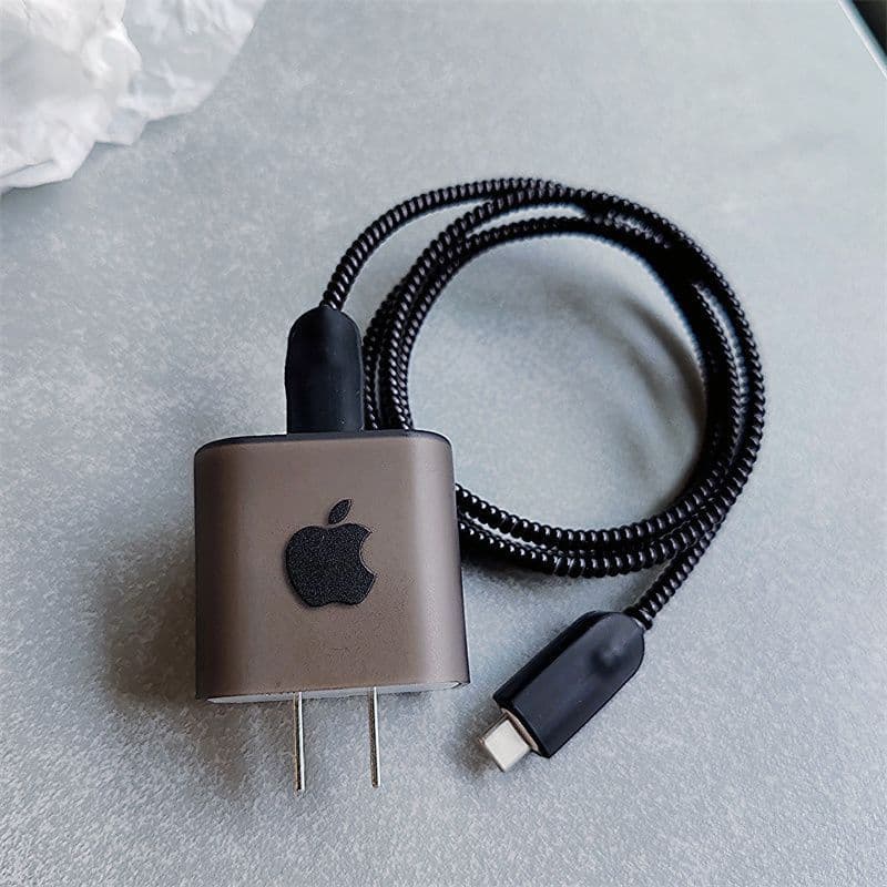 Compatible with Apple 16 Charger Head Charger Case 20W Matte Black 15 Cartoon Heart Cable Biter Anti-Break