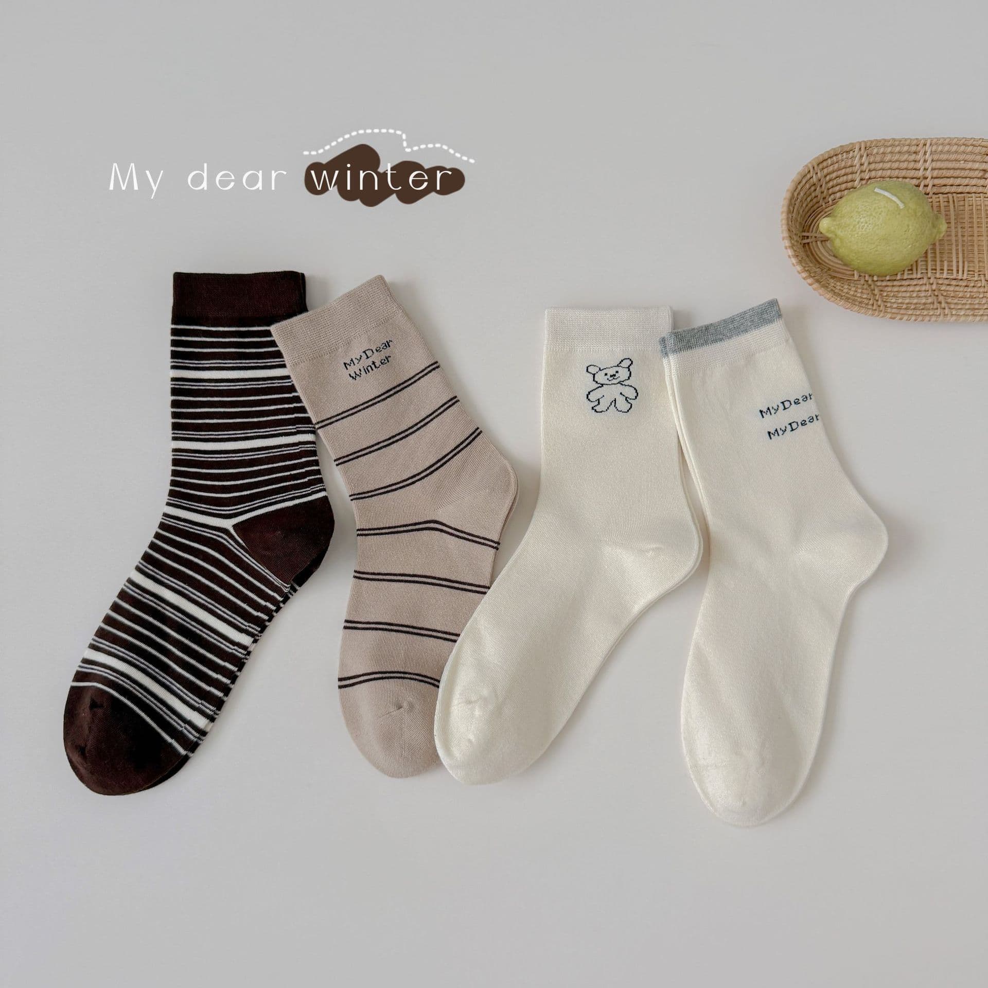 Miss Sun's 2026 Youth Socks Autumn and Winter New Korean Style Student Combed Cotton Sports Mid-Tube Socks with High Elastic Bands