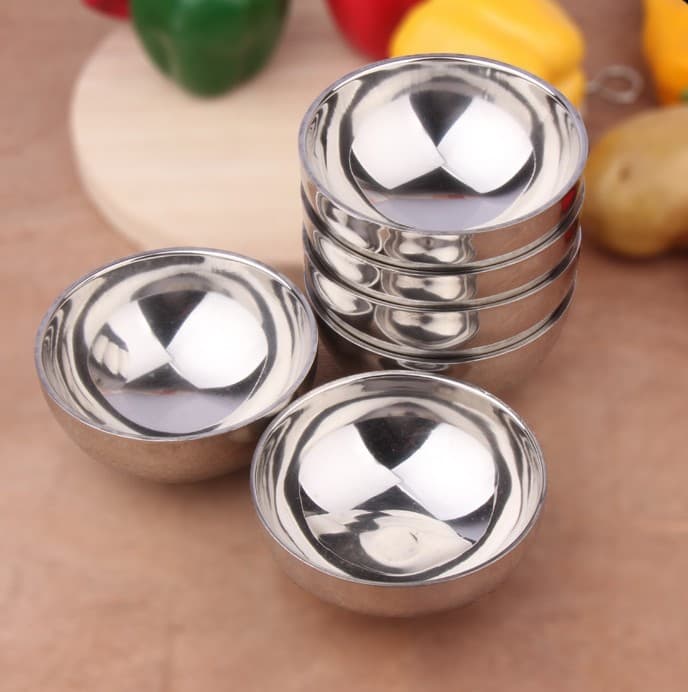 Stainless steel double-layer welded edge bowl, glossy bowl, soup bowl, rice bowl, heat-insulated bowl, high-temperature sterilizable, anti-scalding bowl