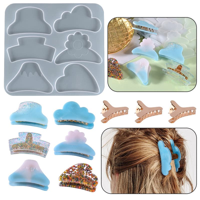 Wholesale DIY Crystal Resin Epoxy Drop Glue Mold Irregular Shark Clip Hair Accessory Pendant Silicone Mold