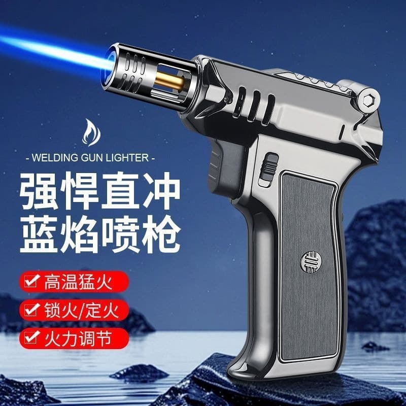 High Temperature Flame Gun Handheld Blow Torch Windproof Lighter Outdoor BBQ Car Cauterizing Cigar Direct Flame Welding Torch