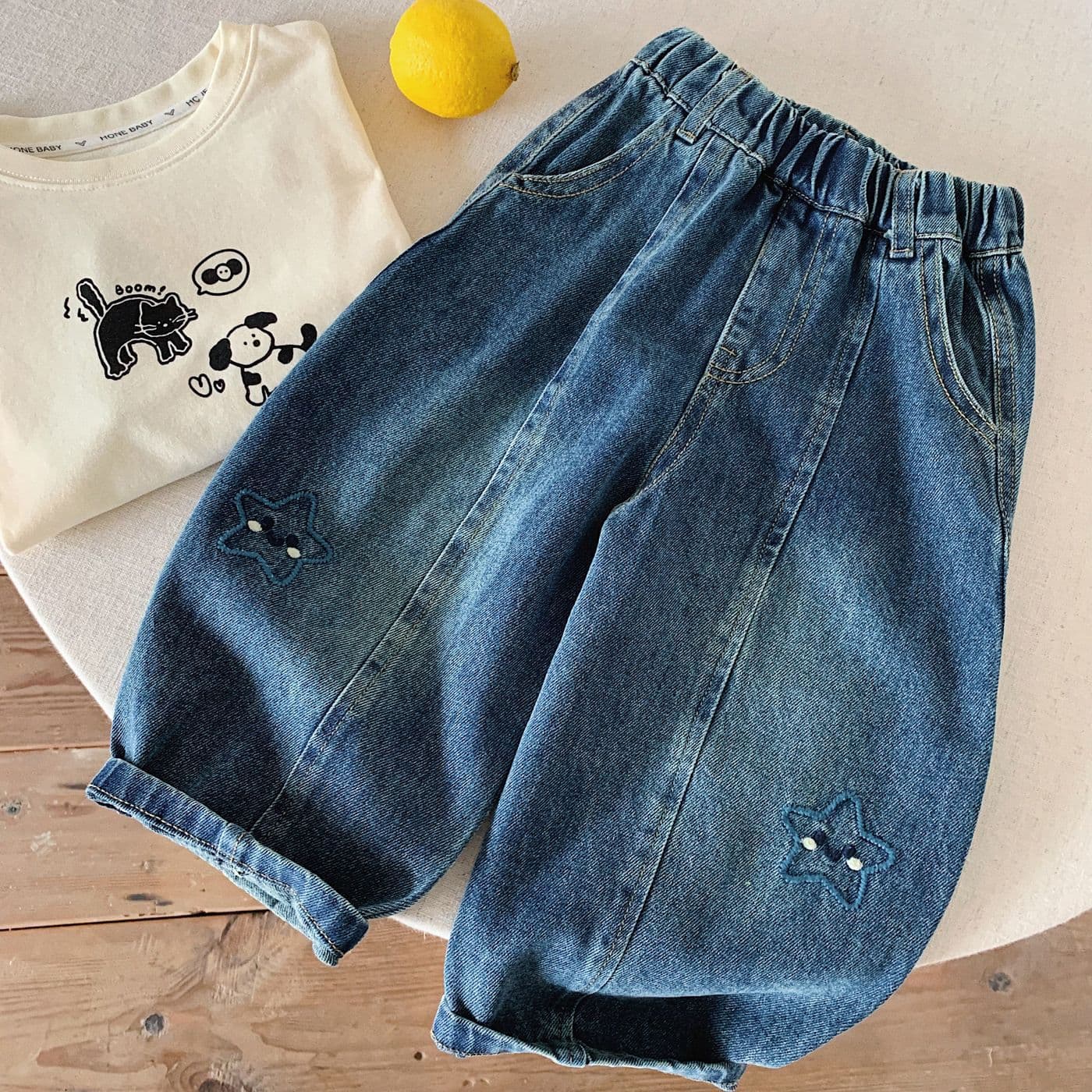 Boys & Girls Jeans 2026 Fall New Style Kids' Chain Embroidery Cute Curved Seam Casual Fashion Cool Jeans