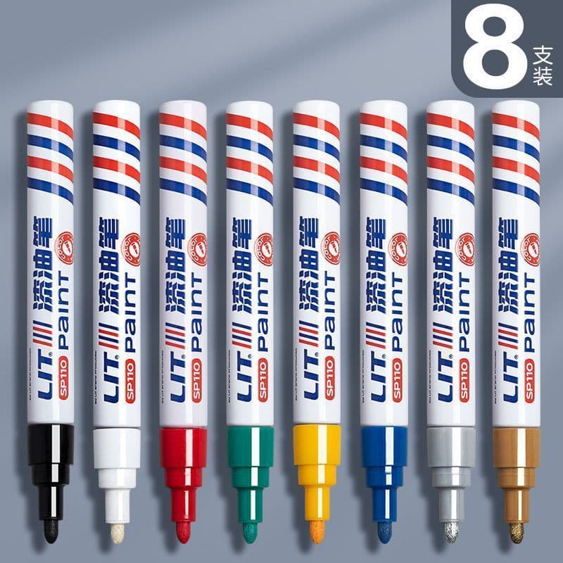 Gold paint pen for epitaph color restoration, red quick-dry waterproof non-fade graffiti white marker