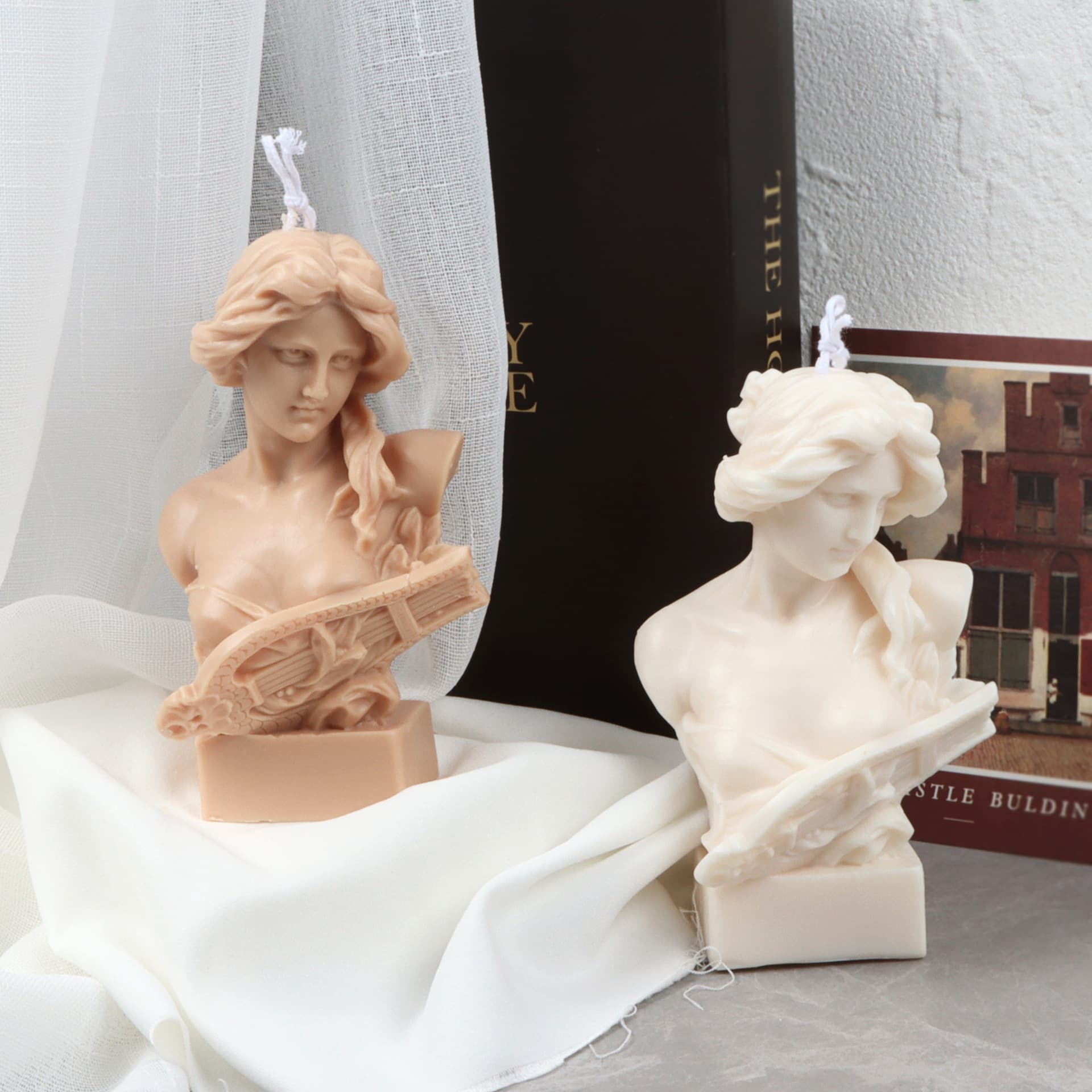 Figure Statue Aromatherapy Candle Mold DIY New Candle Model Ins Style Lyre Girl Candle Mold Silicone Mold