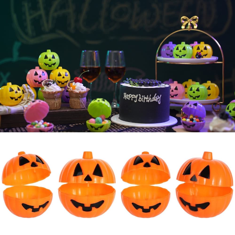 Halloween Pumpkin Candy Box, Plastic Pumpkin Prop Decor