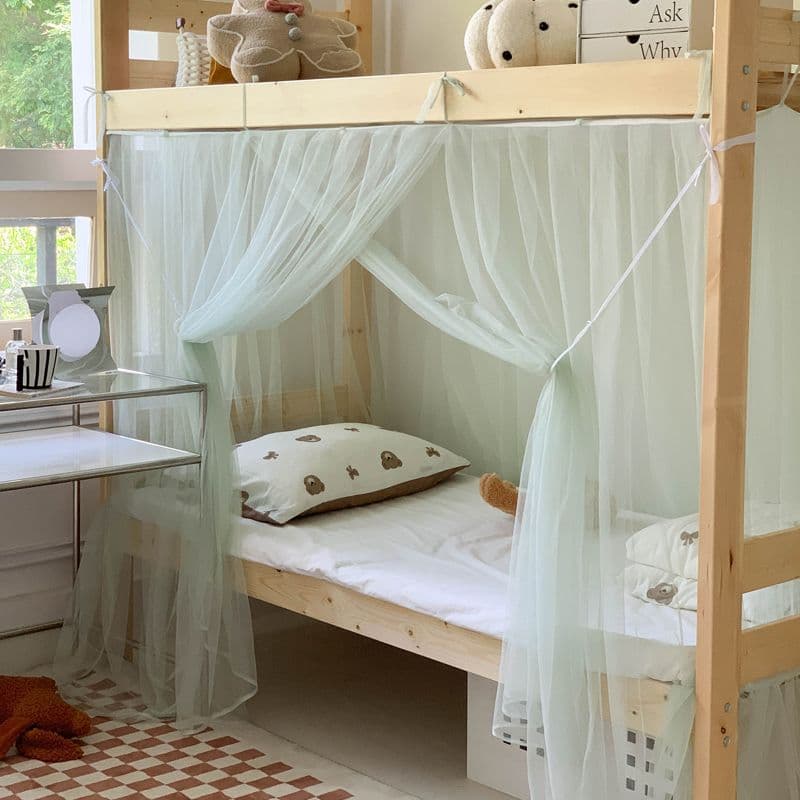 New Ultra-Fine Vintage-Style No-Installation Mosquito Net for Student Dormitories, Princess-Style Integrated Dust-Proof Top for Single Beds in Dorms