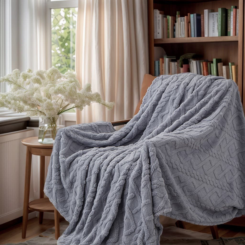 Solid Color Skin-friendly Blanket Taf Fleece Blanket Double-sided Jacquard Fleece Blanket Sofa Blanket Diamond Pattern Nap Blanket Coral Fleece