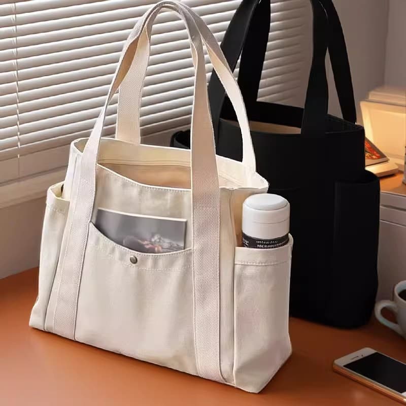 Large Capacity Tote Canvas Bag for Work and Outings, Stylish Commuter Versatile Artistic Student Handbag Shoulder Tote