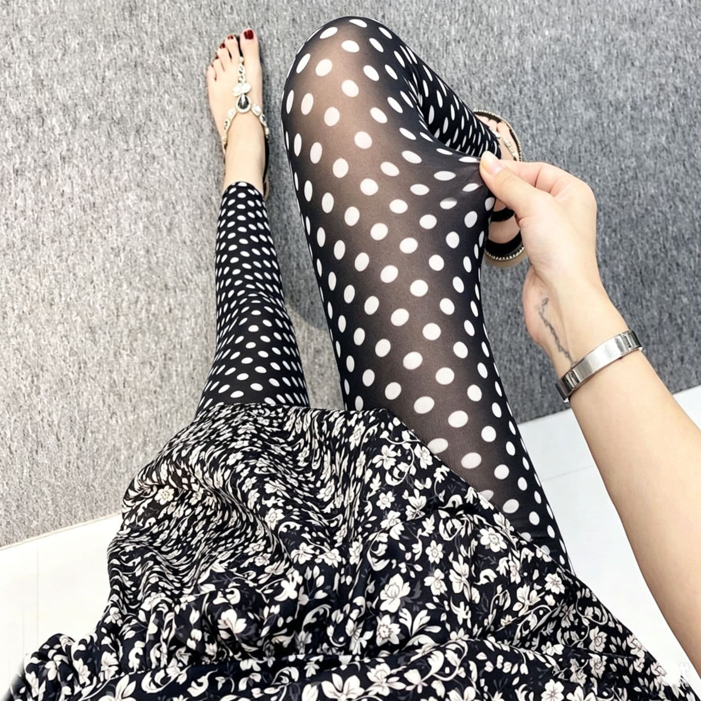 Mesh Base Layer Leggings for Women Summer Outerwear Thin Stretchy High Waist Colorful Boho Print Skinny Pants Wholesale
