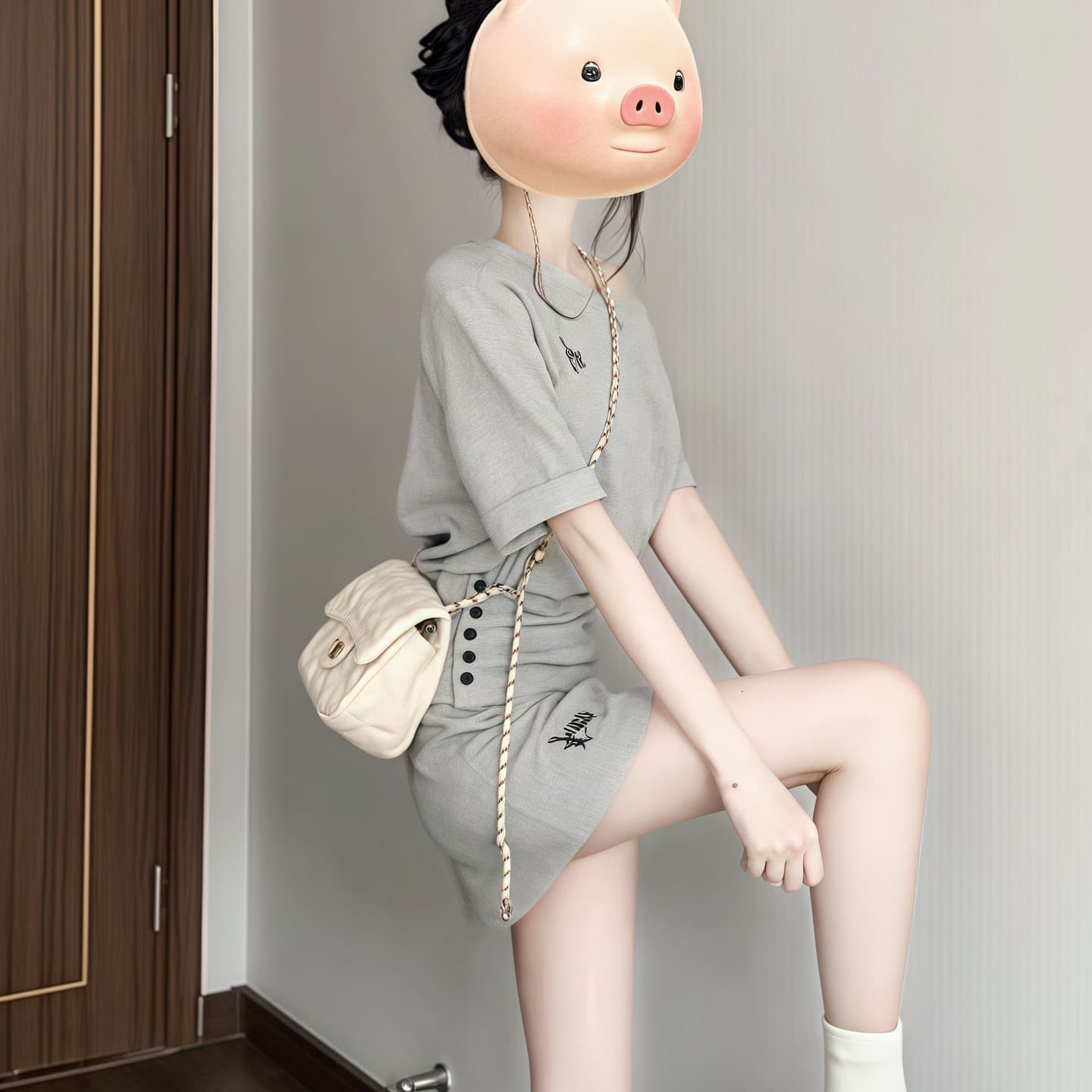 Korean-style Lazy Casual Sportswear Set for Women Summer Fashion Short Asymmetrical Neck Short Sleeve Short Skirt Petite Two-Piece Set