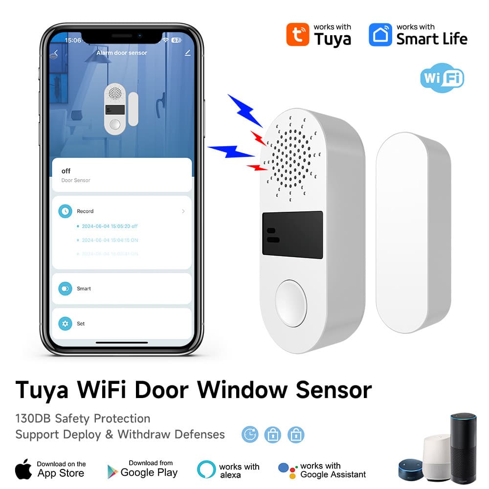Tuya door sensor wifi/zigbee door and window alarm remote home alarm wireless smart