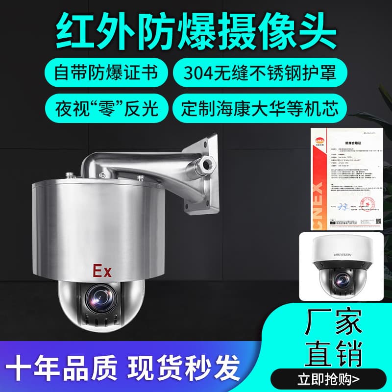 Manufacturer Stock Explosion-Proof Dome Camera Hikvision Original Core 2MP Infrared Network Explosion-Proof Surveillance Camera
