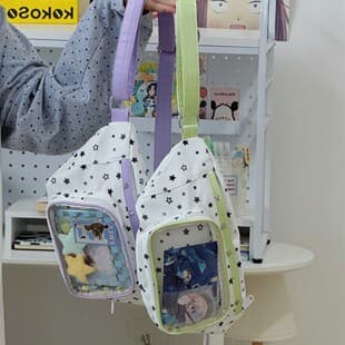 Japanese Sweet Anime DIY Clear Bag Crossbody, Student Teen Girl Holiday Travel Cycling Chest Bag