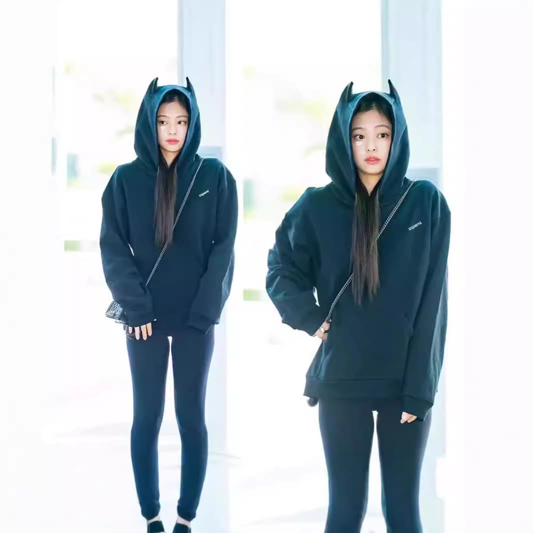 Jennie's same style early autumn and winter trendy brand letter embroidery loose casual couple hooded long-sleeved pullover sweatshirt jacket