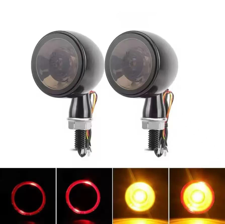 European Retro Motorcycle Modified LED Three-in-One Turn Signal Off-Road Motorcycle Tail Light Metal Signal Indicator Light