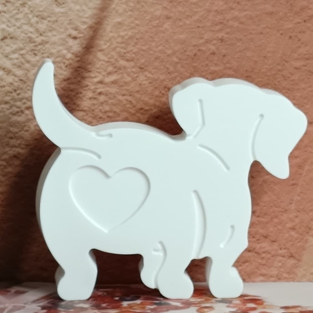 S1577 Love Dachshund Ornament Candlestick Plaster Mold DIY Silicone Mold