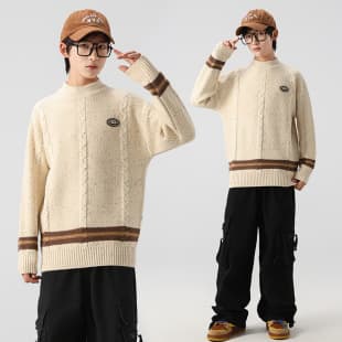 Boys Sweater Autumn/Winter, Round Neck Pullover, Big Kids Knit Top, Trendy Stylish Warm Wool Sweater