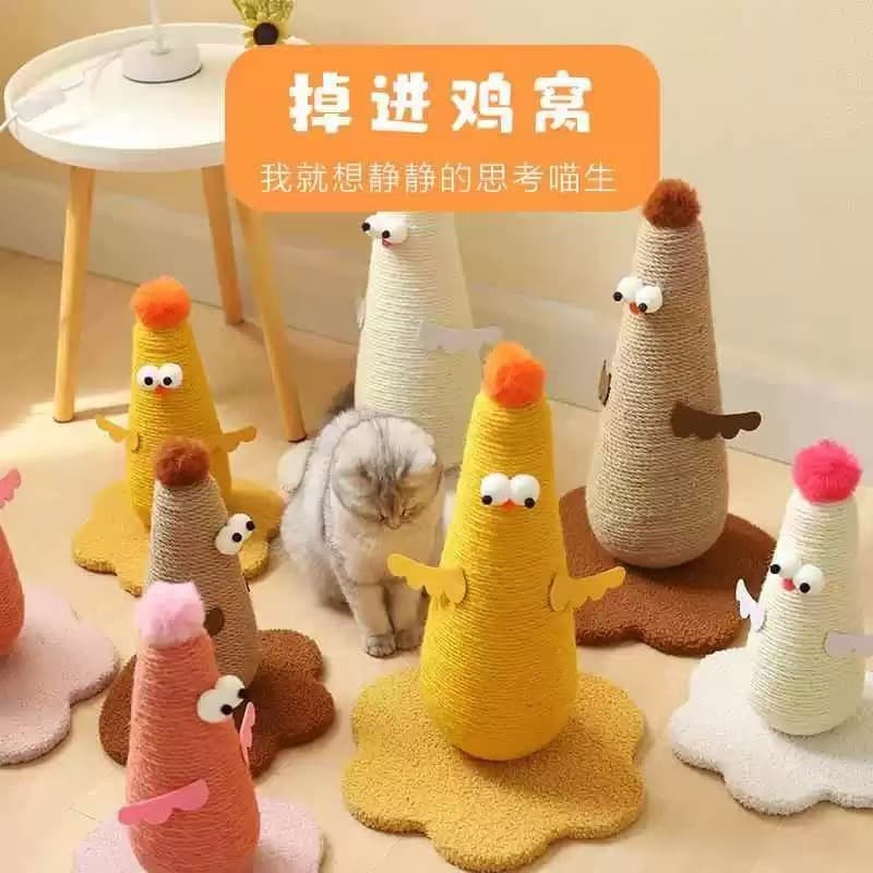 Cross-border Hot Product Chicken Cat Scratcher Vertical Cat Tree Sisal Cat Scratching Post Claw Sharpening and Itching Relief Cat Toy