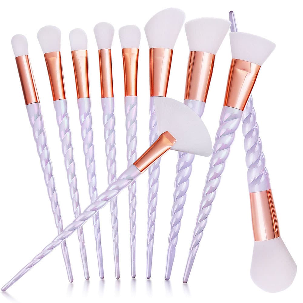 Cross-Border Internet Celebrity New Model 10-Piece Threaded Unicorn Makeup Brush Set, Colorful Brushes, Highlighter Brush, Beauty Tools Wholesale