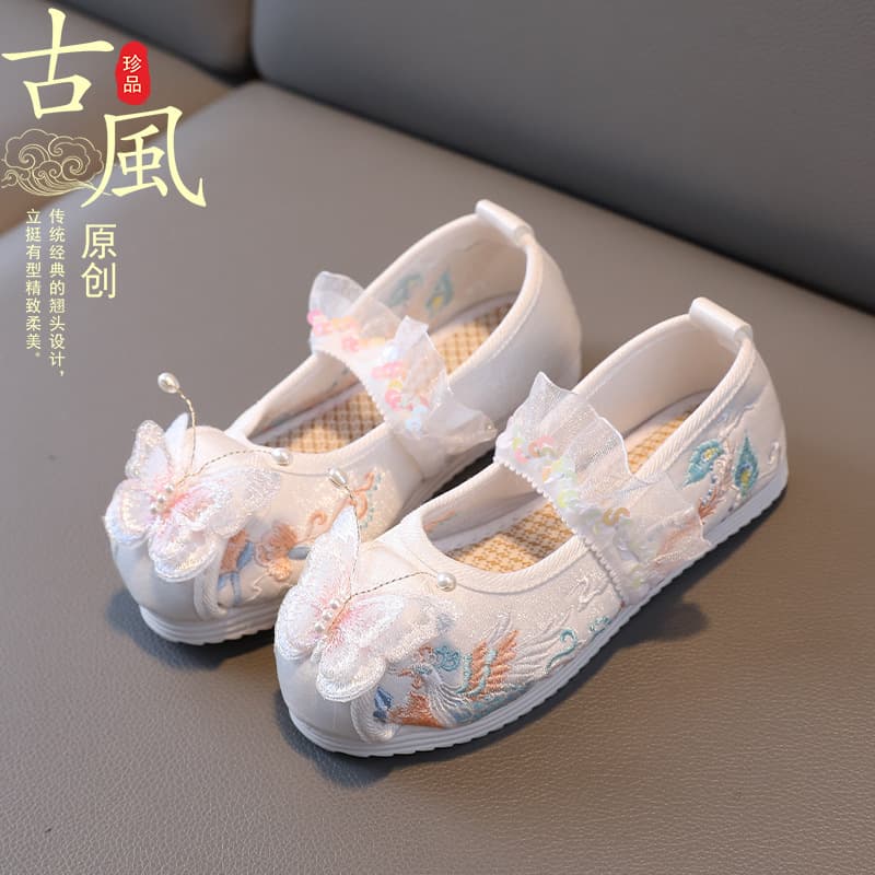 Auspicious Hanfu Shoes Girls' Old Beijing Children's Handmade Cloth Shoes Traditional Chinese Style Little Baby Ancient Embroidered Shoes