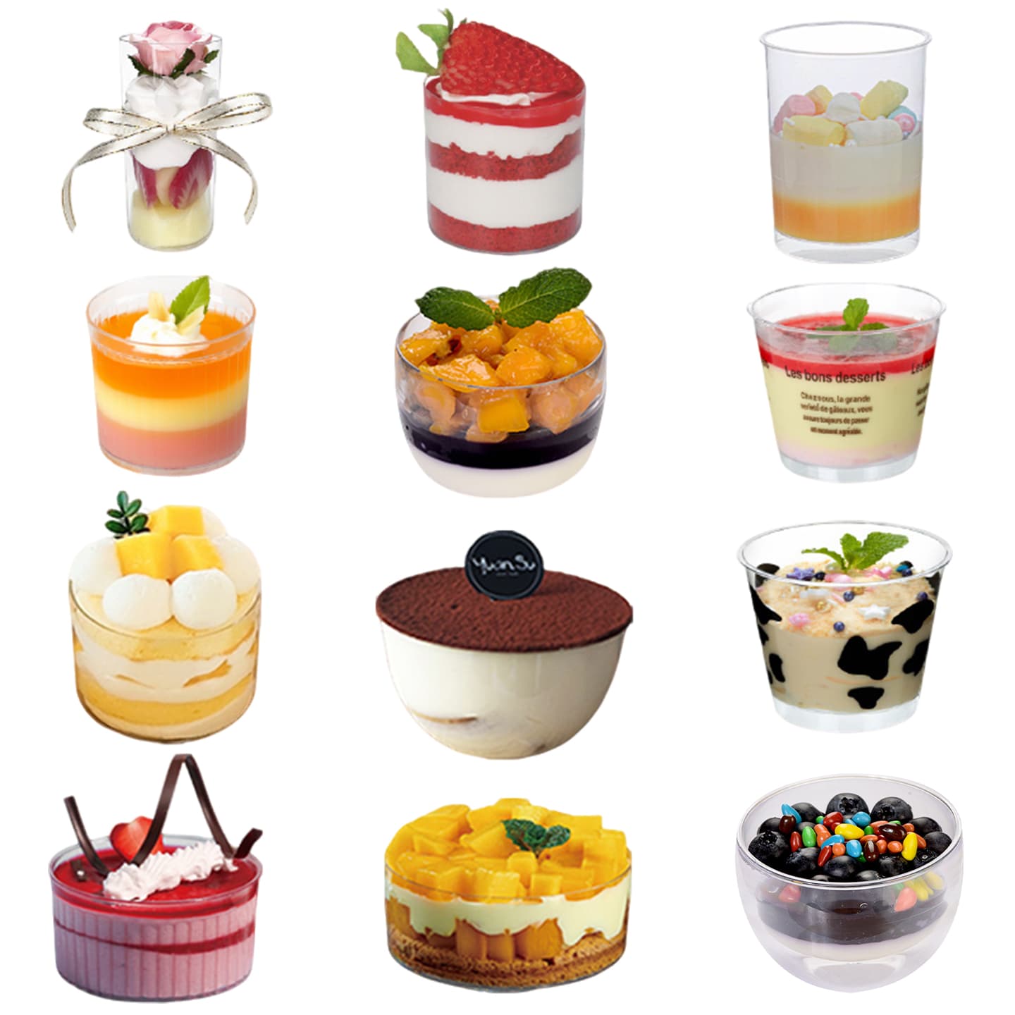 Round Mousse Cup Cake Cup Pudding Cup Dessert Stand Thickened Plastic Cup Disposable Round Cup Transparent Baking Cup