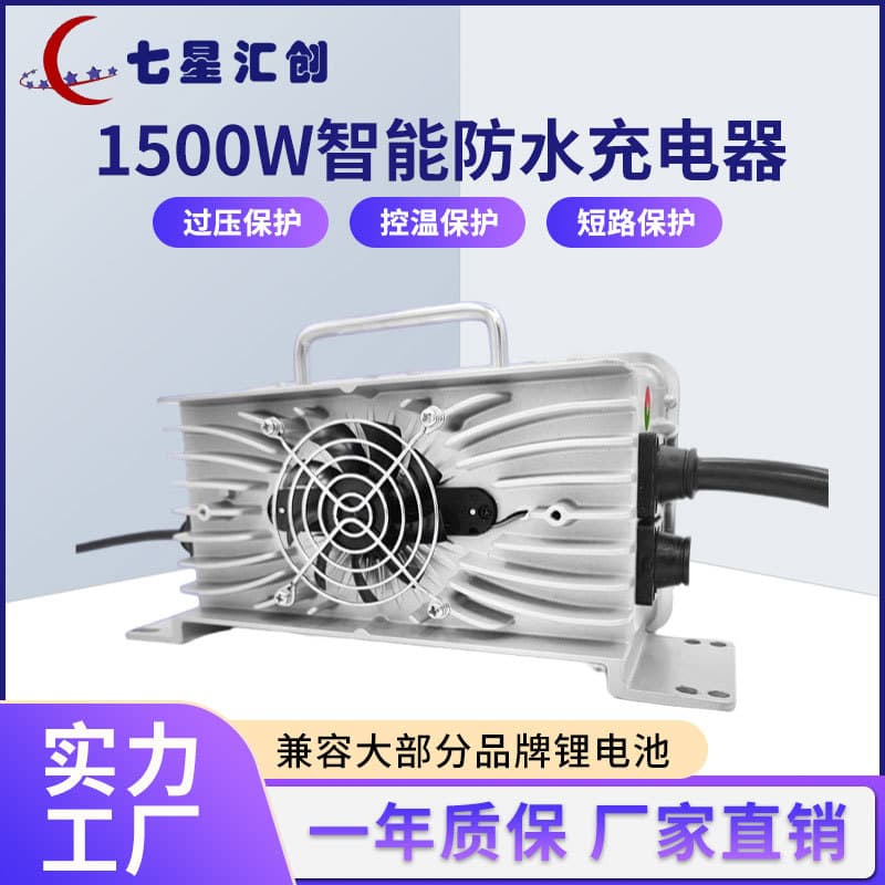 1500W Waterproof Lithium-Iron Battery Smart Charger for Sightseeing Vehicles, Golf Carts, and Lead-Acid Batteries