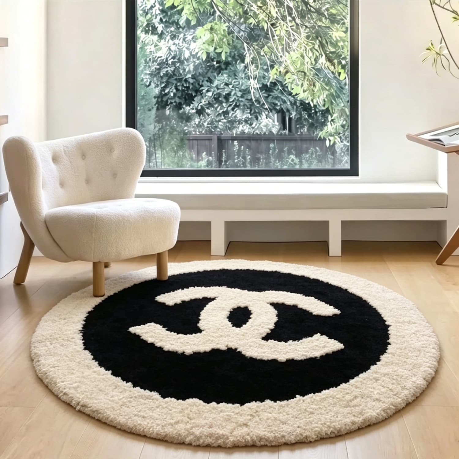Round Thickened Carpet Tufted Non-Slip Sofa Coffee Table Rug Luxury Style Bedroom Insulated Warm Flocked Floor Mat
