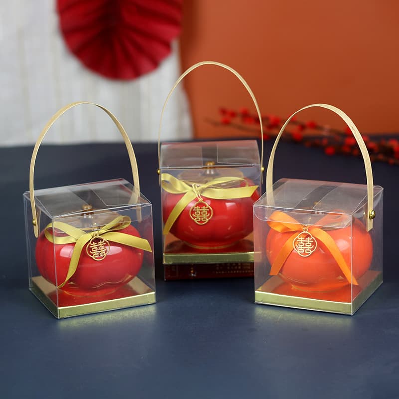 Wedding Persimmon Candy Jar Return Gift Small Gift Sealed Jar Persimmon-Shaped Ceramic Tea Canister for Wedding