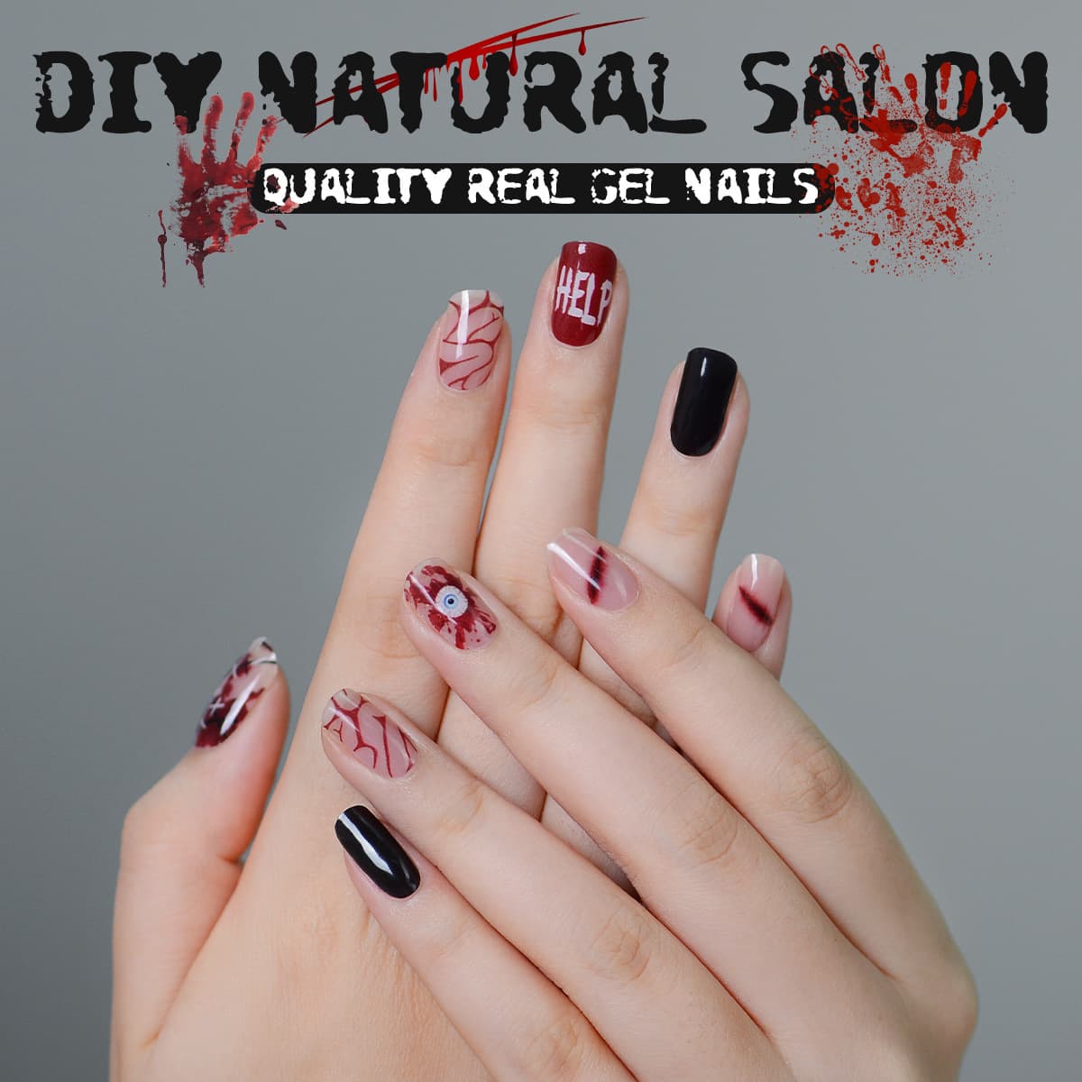 Cross-Border Blood-Stained Spider Web UV Nail Stickers Foreign Trade Nail Art Stickers Fake Nails Gradient Gothic Dark Halloween Stickers