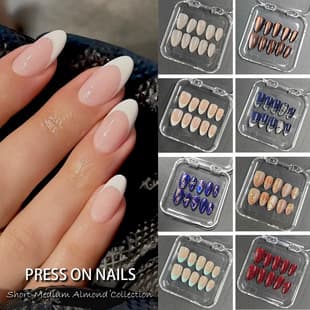 Handmade Press-On Nails Short Tips European American Nails Natural Look Press On Nail Tips Short Almond Shape Cross-Border