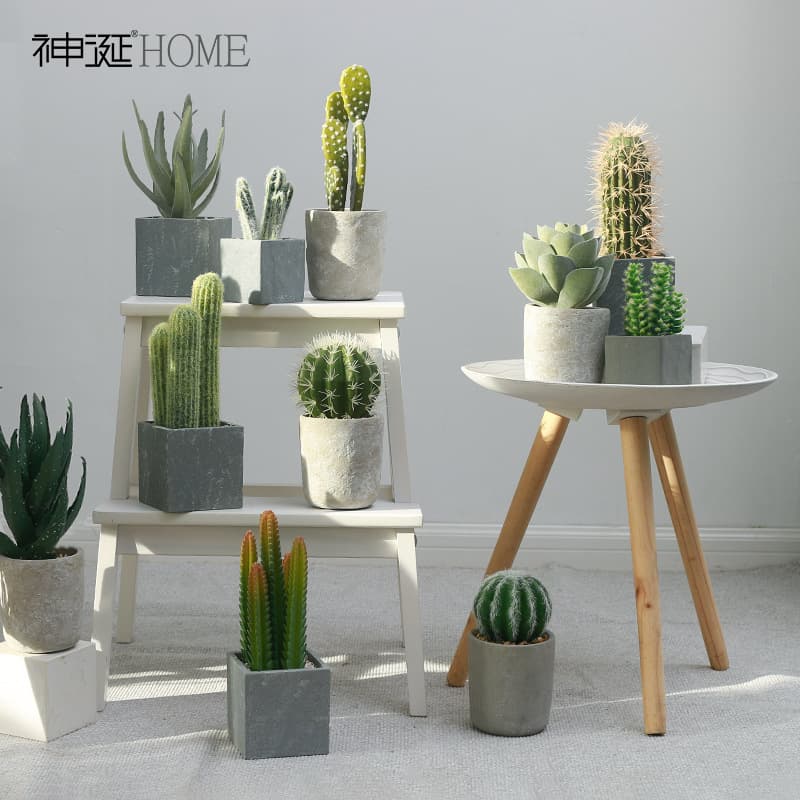 Nordic Artificial Plants Decorative Greenery Indoor Potted Plant Living Room Ornament Fake Succulent Cactus Bonsai
