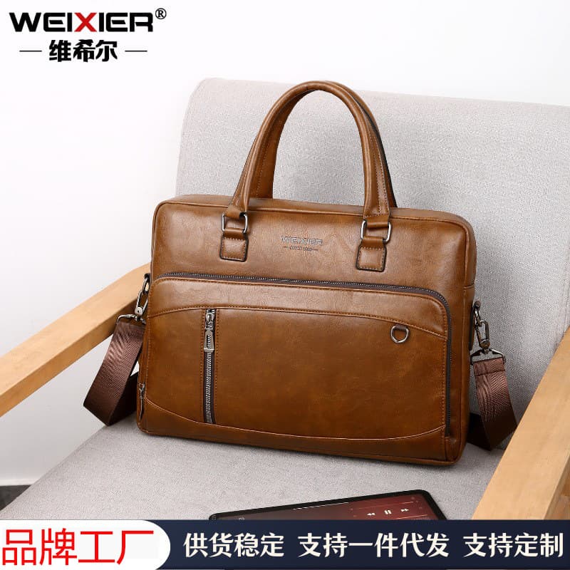 New men's business handbag, horizontal style men's bag, shoulder bag, crossbody bag, high-end large-capacity commuter briefcase