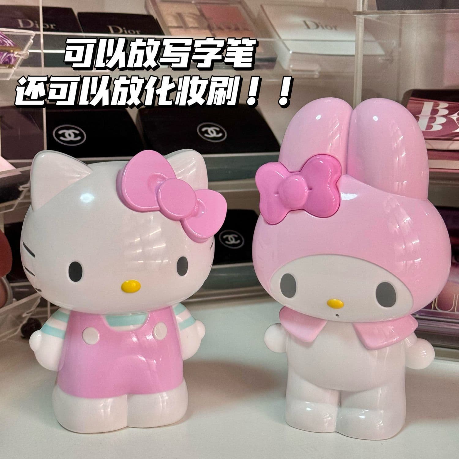 Sanrio Hello Kitty Pen Holder Stationery My Melody Makeup Brush Organizer Desktop Storage Decoration Gift