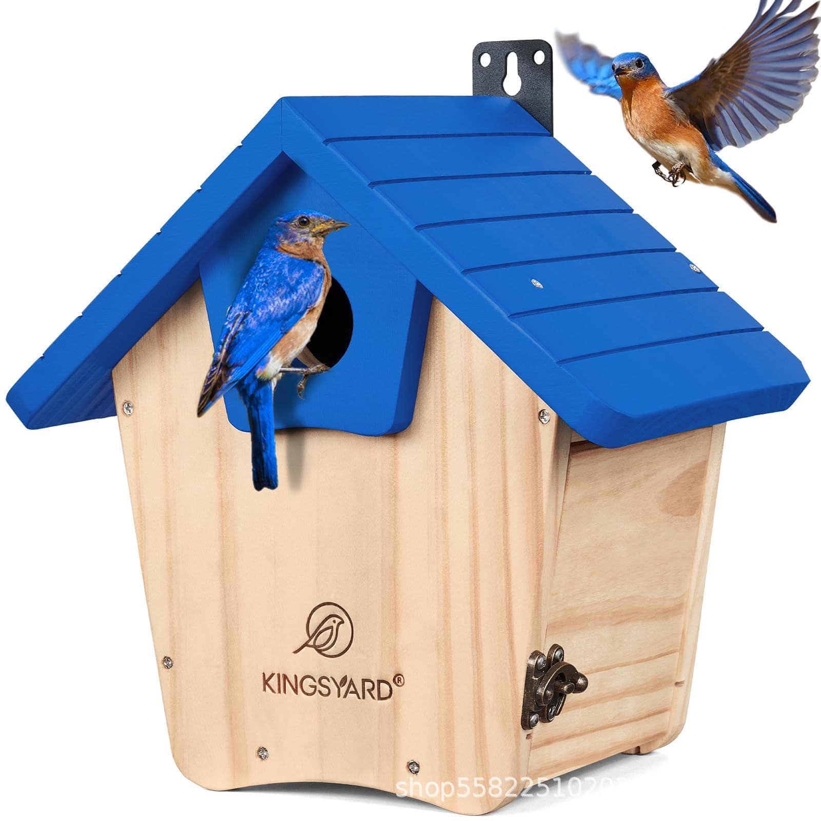 Cross-border Wooden Bird Feeder Outdoor Garden Decoration Birdhouse Thickened Hanging Bird Nest Parrot Breeding Box Bird Shelter