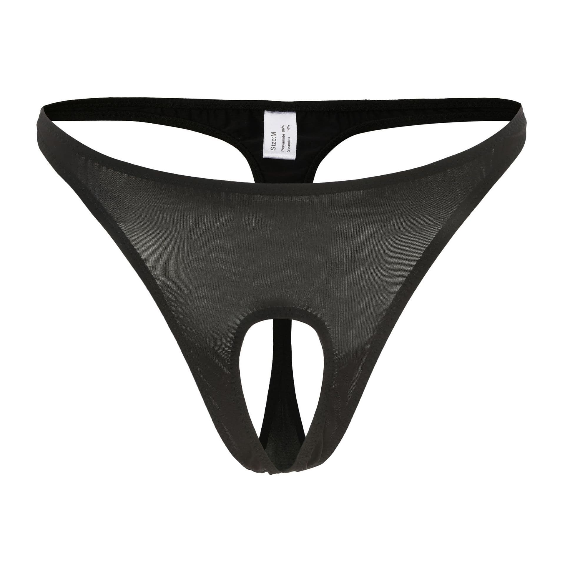 Men's Thong Ice Silk Breathable Front Hollow Low Waist Sexy Underwear Men's T-Back Stretch Single Thong