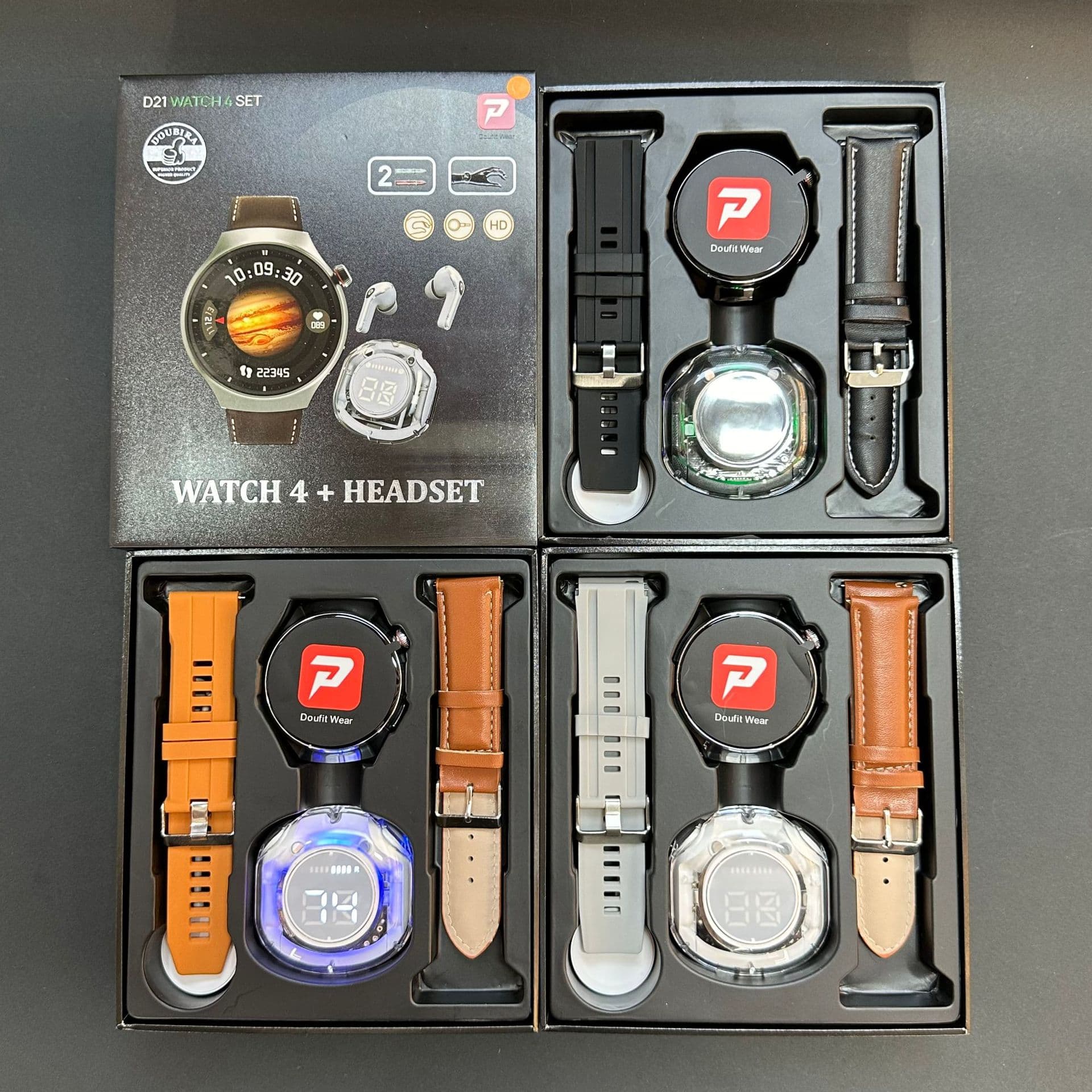 D21watch4 Smart Watch Set Round Screen Multiple Straps Electronic Gift Foreign Trade Factory Heart Rate Bluetooth Calling