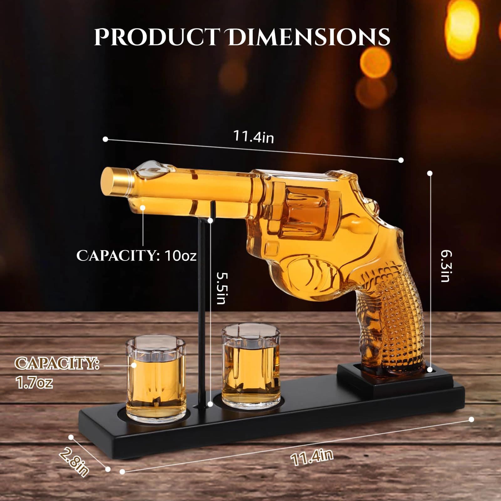 Creative gun-shaped glass wine bottle whiskey decanter set uniquely shaped wine dispenser