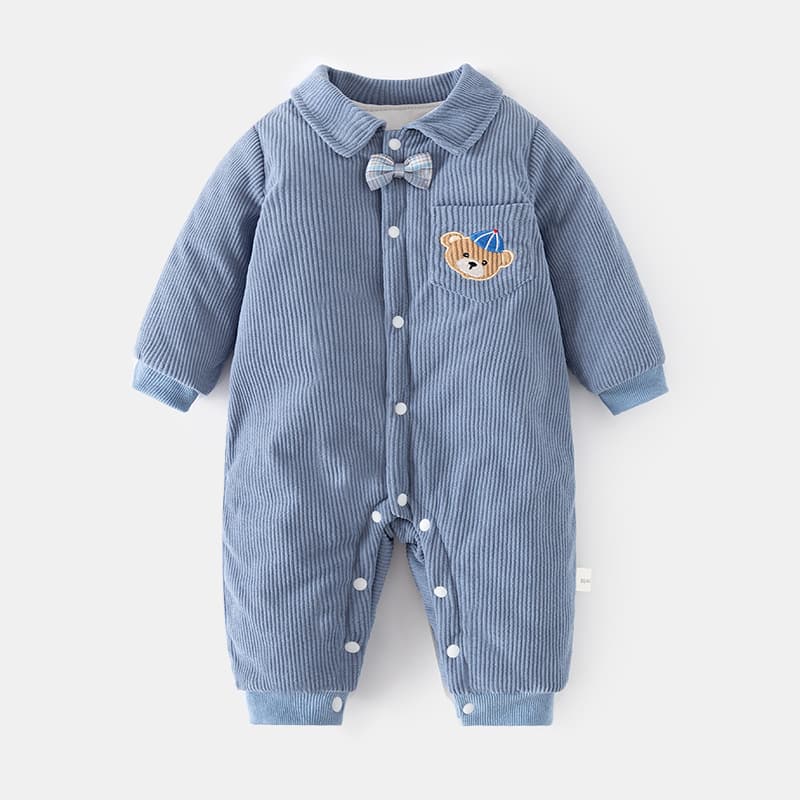 Thickened Cotton Baby Romper Suit Autumn Winter Clothes for Crawling Babies Unisex Long Sleeve Single Button Closure Overalls
