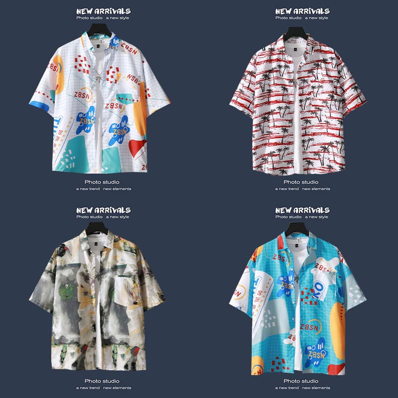 Beach Floral Print Short Sleeve Shirt for Men, Summer Thin Loose Fit Ins Trendy Retro Hawaiian Casual Jacket