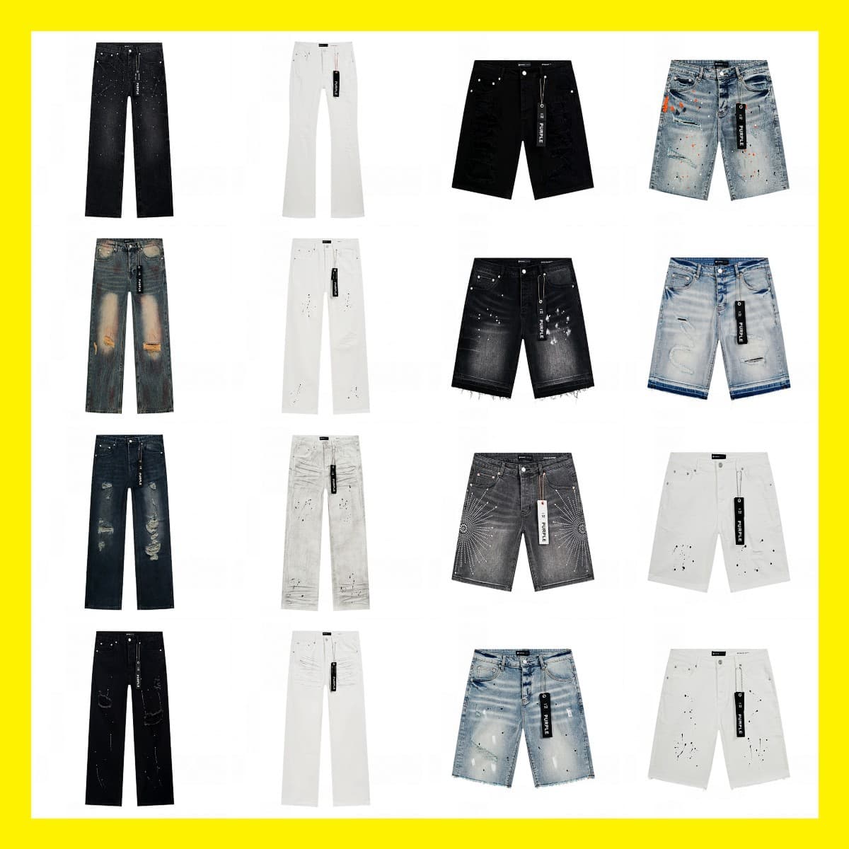 2025 Cross-Border Export Wholesale Purple American High-Street Brand Distressed Patch Splatter Wash Retro Denim Jeans