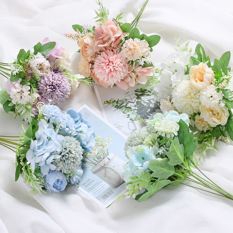7-Prong Bunch Simulation Flowers Wedding Use Home Decor Bouquet Imitation Rose Handheld Fake Flowers Manufacturer Wholesale