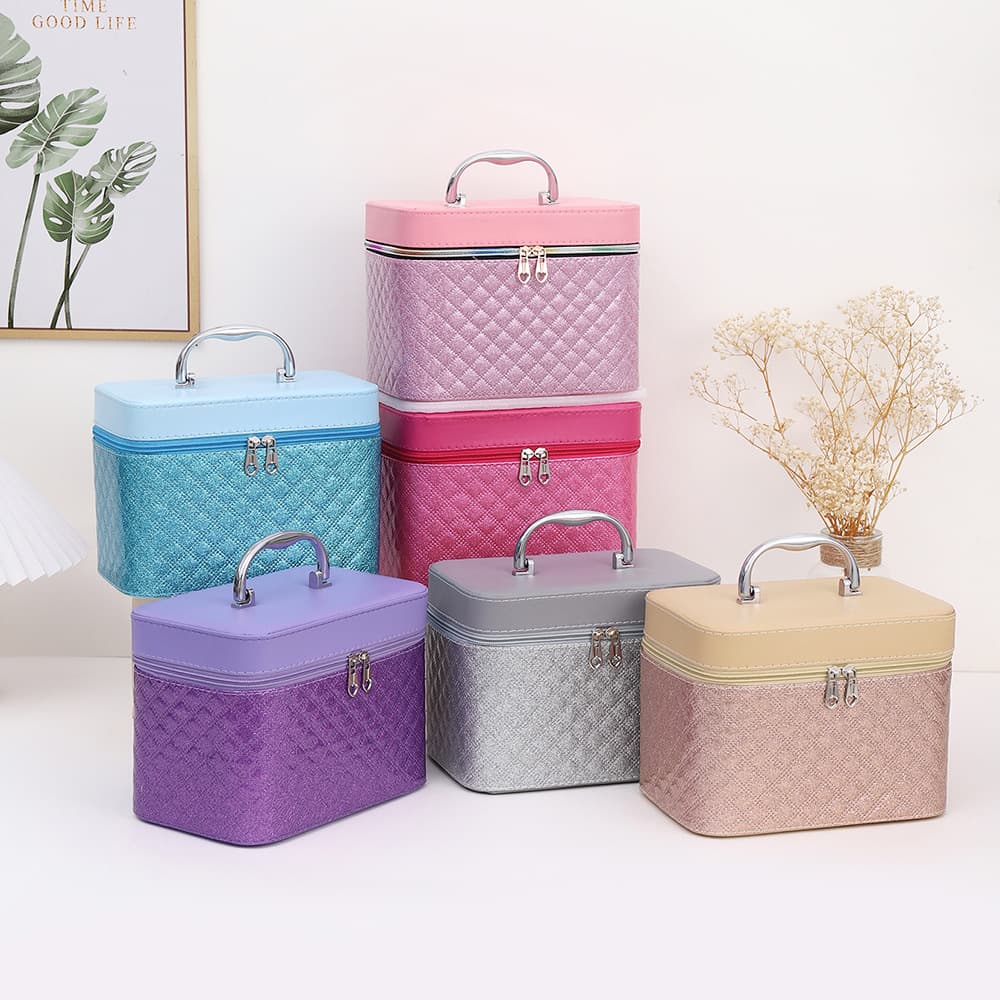 2023 New Style Internet-Famous Diamond-Pattern Portable Premium Makeup Storage Box Beauty Drawer-Type Mini Portable
