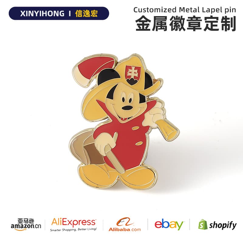 Cartoon character painted metal badge customized animation IP special-shaped epoxy brooch gift commemorative custom-made drawings