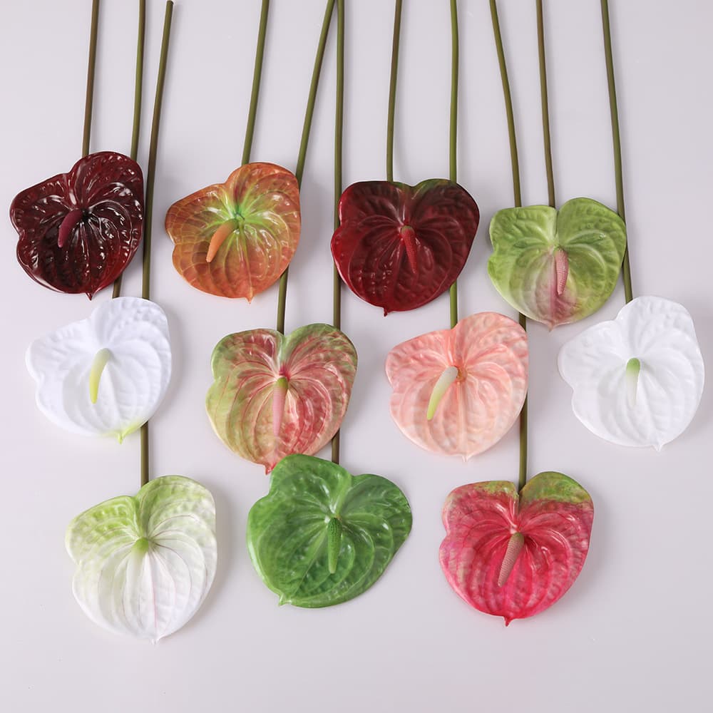 Artificial Flower Real Touch Anthurium Single Stem 3D Red Anthurium White Anthurium Green Anthurium Pink Anthurium Wedding Home Decoration Fake Flower